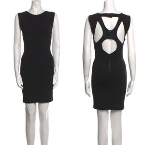 Alice + Olivia Bateau Neckline Mini Dress Size: XS Black Cutout Back Dress